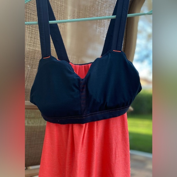 Lululemon Orange and Blue Striped Run Back On Track Tank Top Women's Size 6 - Picture 6 of 10